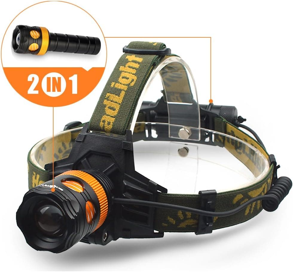 Sarki Multi-Function LED Headlamp Flashlight Rechargeable Waterproof High Powered Outdoor Bike Helmet Head Light with 3 Light Modes