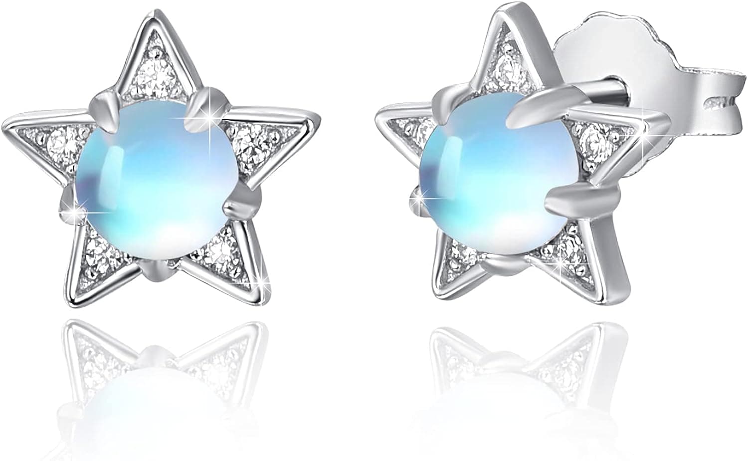 Moonstone Stud Earrings 925 Sterling Silver Cute Rainbow Moonstone Earrings Mouse/Sun/Round Moonstone Stud Earrings Jewelry Gift for Women Girls…