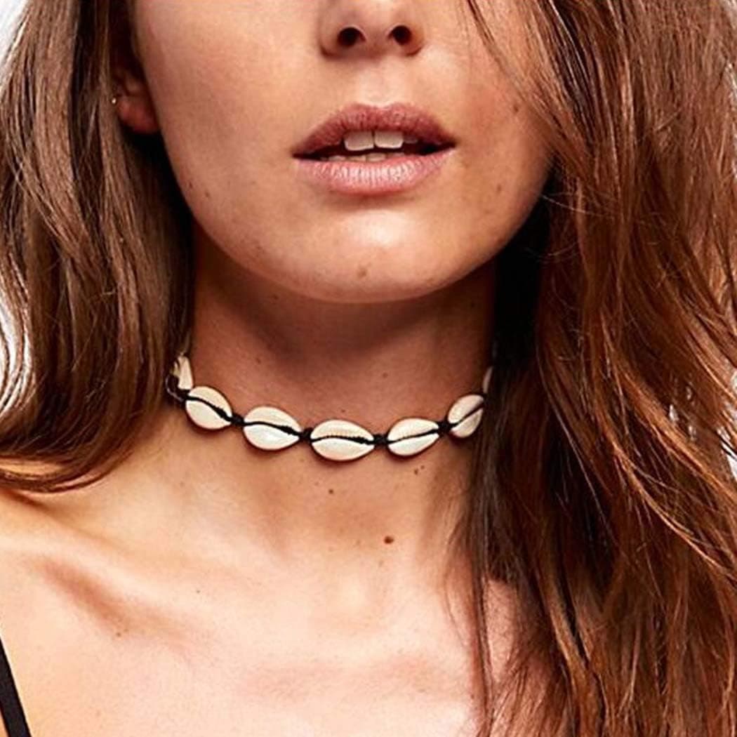 Asooll Boho Natural Shell Choker Necklace Handmade Hawaii Beach Seashell Choker Jewelry for Women