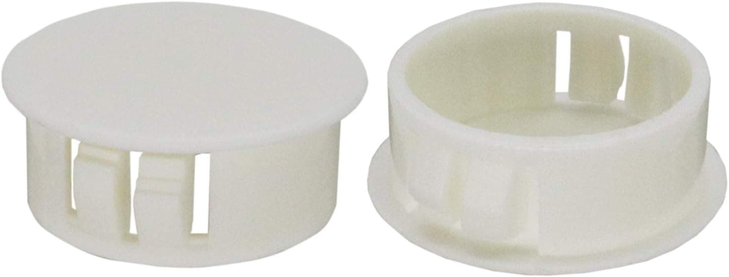 VictorsHome Hole Plugs Plastic 25mm (1") Fit for 24.5-25mm Diameter Locking Hole Tube Flush Type Panel Plugs Fastener Cover for Kitchen Cabinet Furniture Off White 25 Pcs