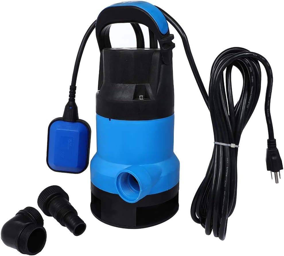 SCITOO Dirty Clean Water Pump 3432GPH Sewage Submersible Pump 1HP Transfer Pond Garden Pump With Float Switch