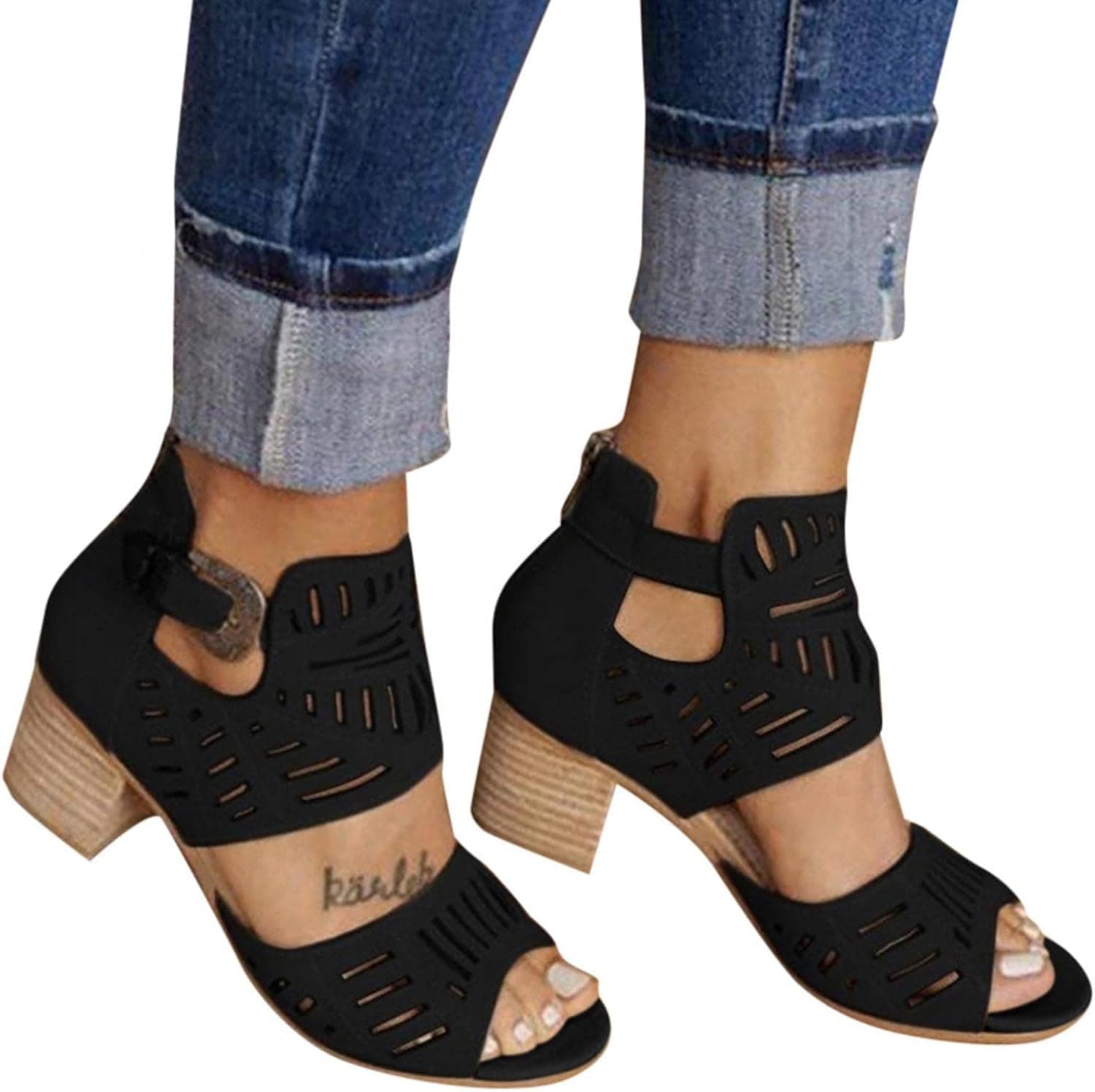 siilsaa Summer Sandals for Women, Womens Summer Crystal Soild Shoes Open Toe Flat Strappy Sandals Casual Beach Shoes