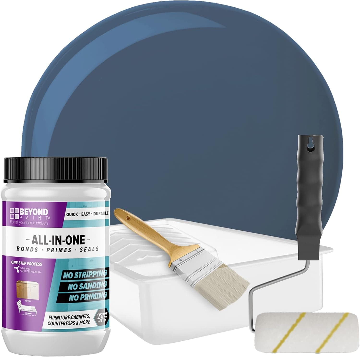 Beyond Paint Cabinet Makeover Kit with Paint and Tools for Cabinets, Countertops, Furniture and Doors, Cabinet Kit, Deep Blue