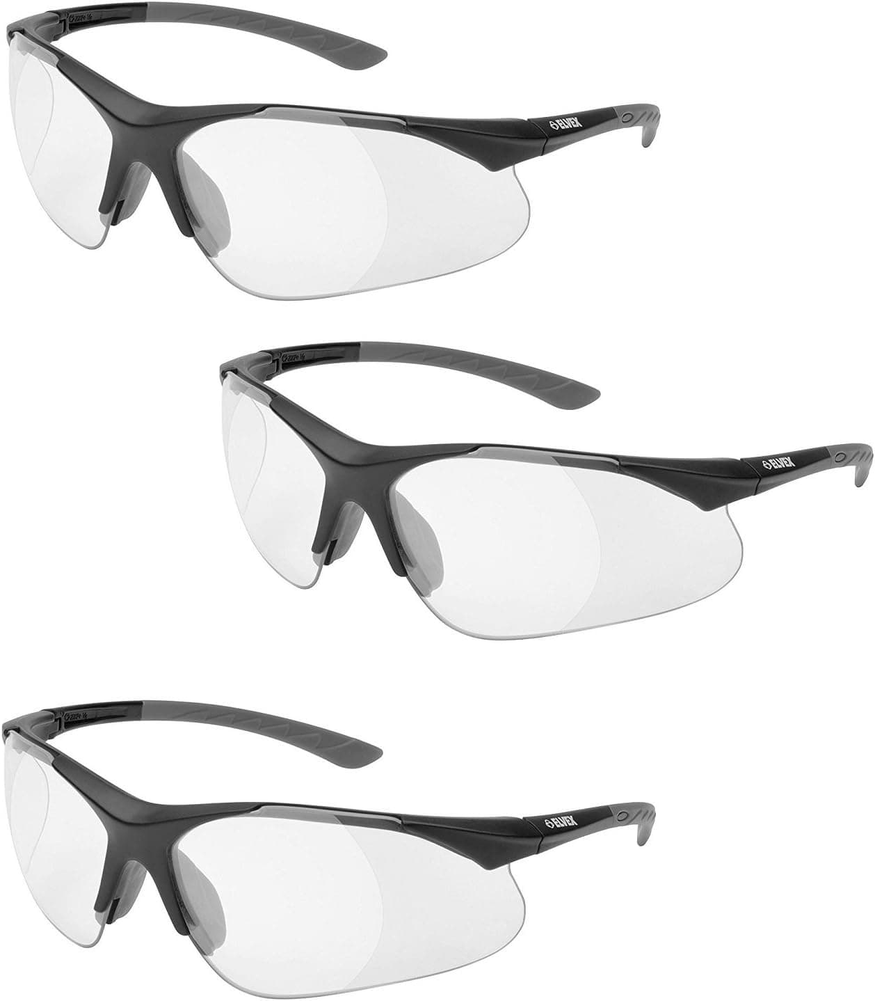 Elvex RX-500C-.75 Full Lens Magnifier, Black Frame (3 Pair)