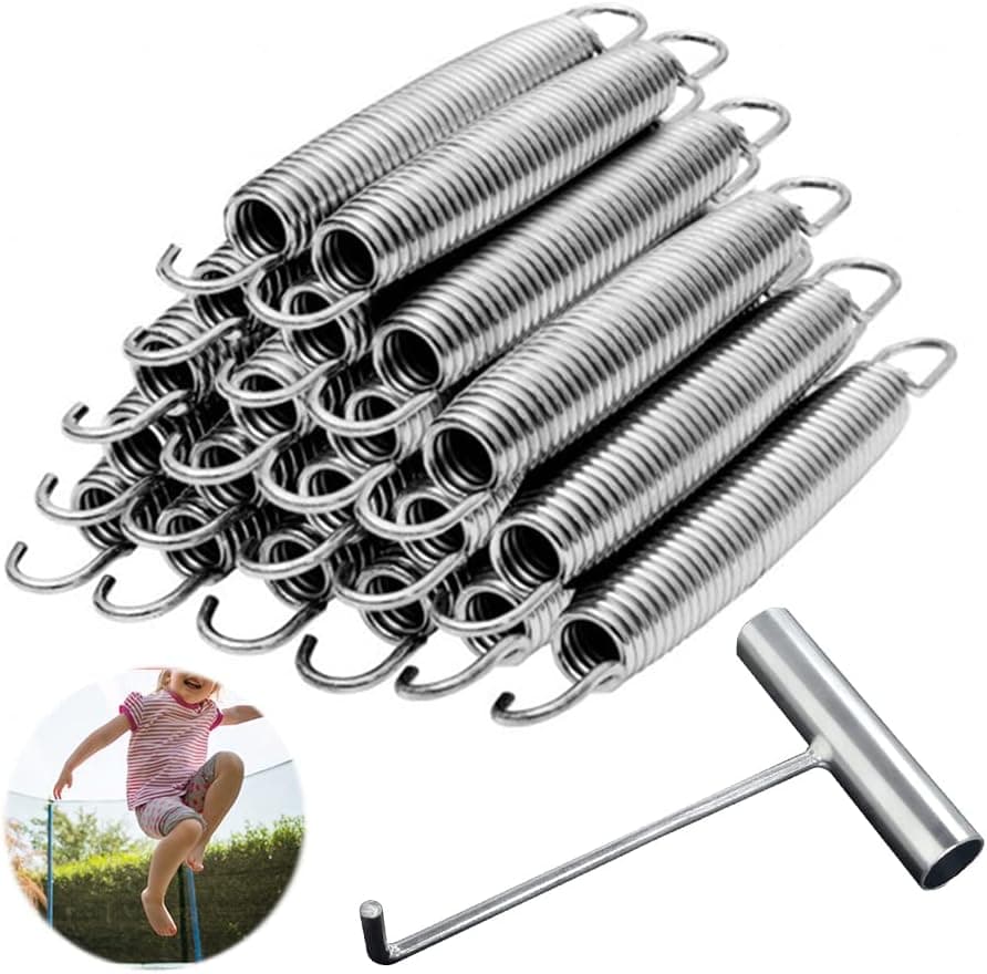 Ganyee 5.5" Trampoline Springs, 20 Pack, Heavy Duty Stainless Steel Replacement Kit with T Hook, Outdoor Easy Install Rust Resistant Springs Silver, for 8FT 10Ft 12Ft 14Ft Trampoline