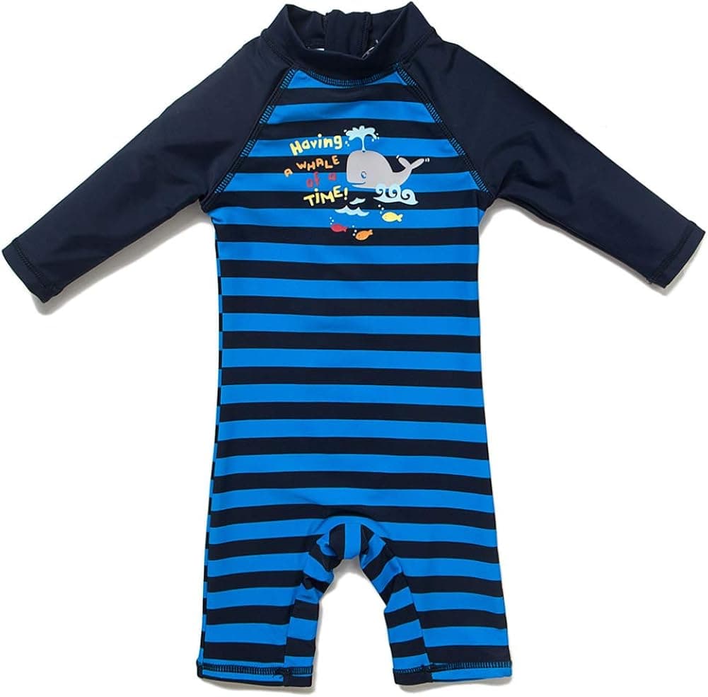 Baby One Piece Zip Swimsuit with Sun Hat Toddler UPF 50+ Sun Protection Beach Sunsuit