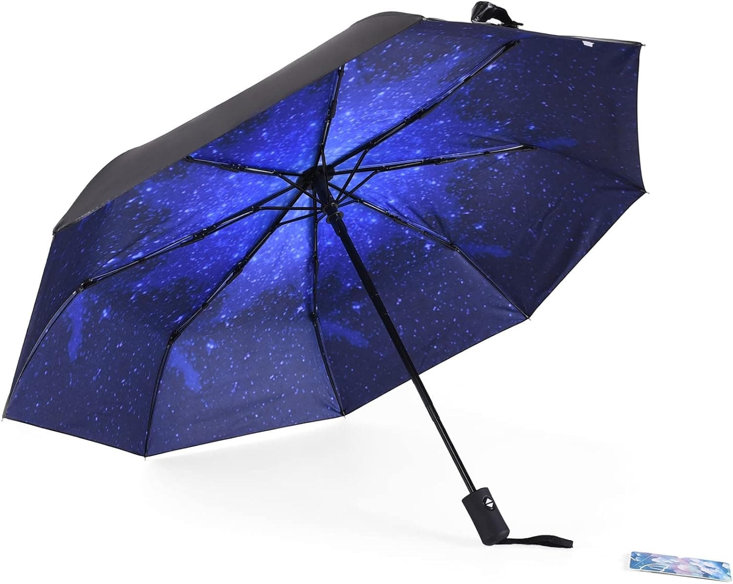 Portable Starry sky umbrella Anti-UV Waterproof Windproof Folding Umbrella Three-layer protective travel umbrella - Auto Open and Close Button and 8 Rib Reinforced Canopy 11.02 x 1.96 x 1.96 inches