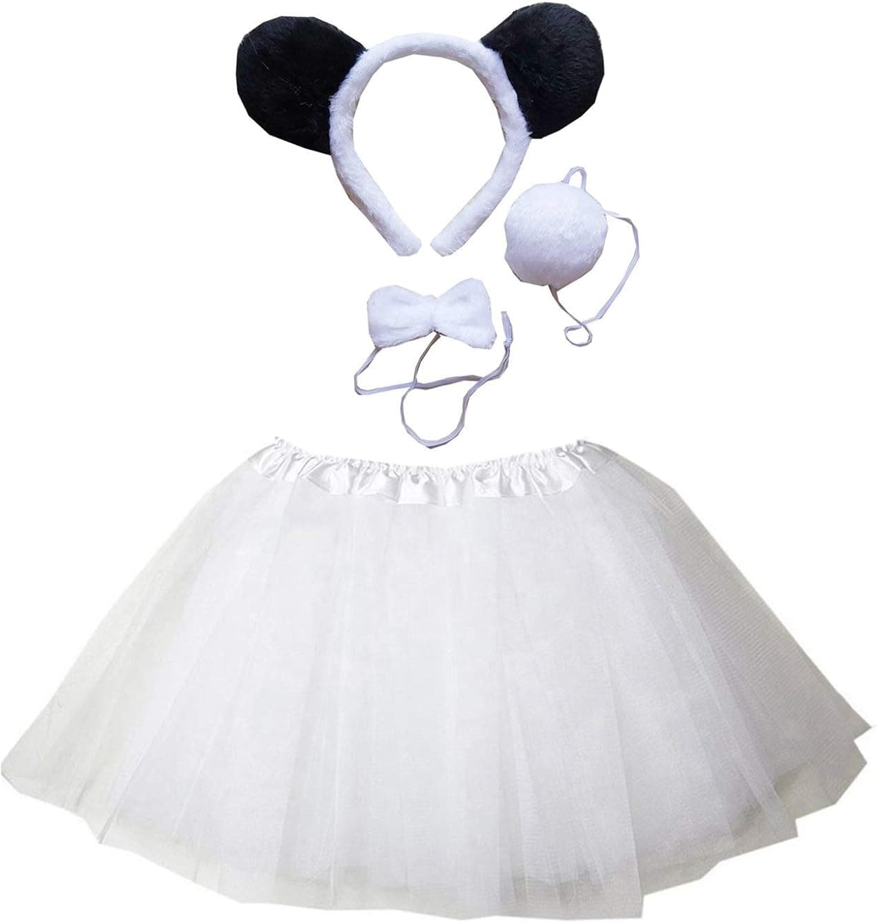 Kirei Sui Kids White Black Animal Panda Ears Headband Bowtie Tail & Tutu Costume