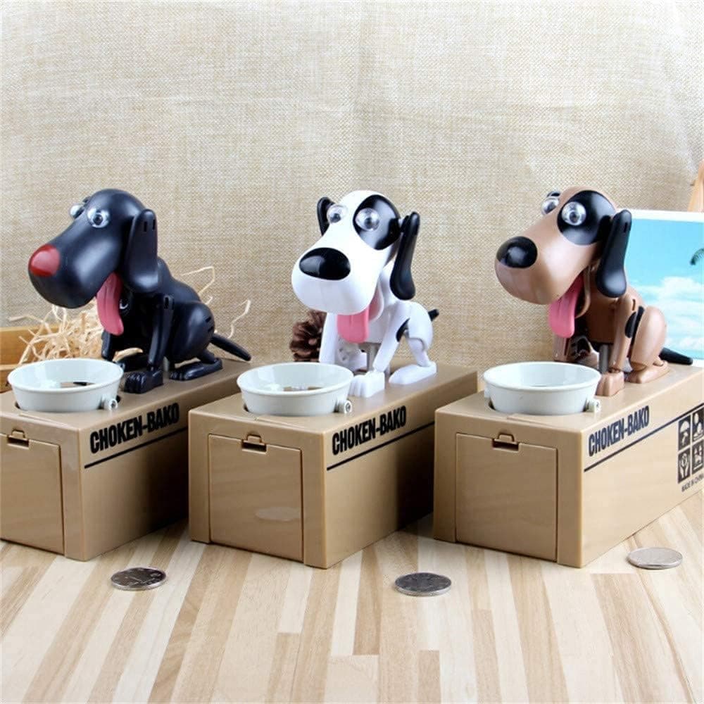 YAOC Piggy Bank, My Dog Piggy Bank,Kids Stealing Coin Bank Piggy Bank Money Saving Box Dog Shake Heads Tail Ears Rotating (Black)