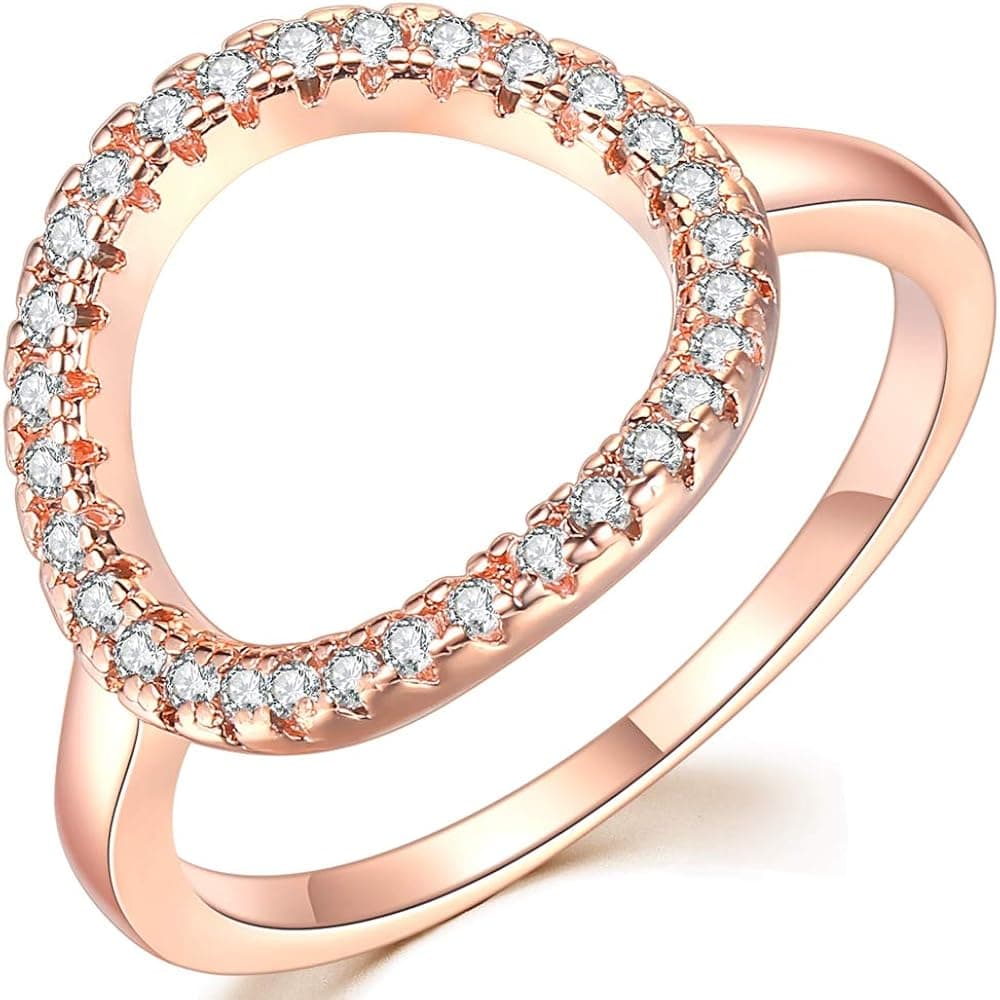 Silver Rose Gold Open Circle Karma Promise Statement Ring