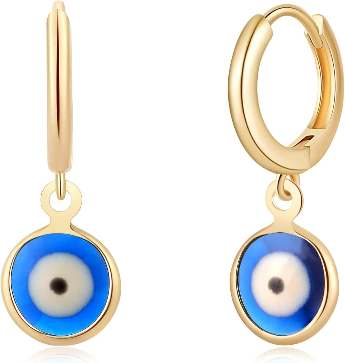 S925 Sterling Silver Post Huggie Hoop Earrings, 14K Gold Plated Small Dangle Hoop Earrings Hypoallergenic Dainty Cubic Zirconia Ball Spike Evil Eye Snake Bee Moon Star Huggie Hoop Earrings