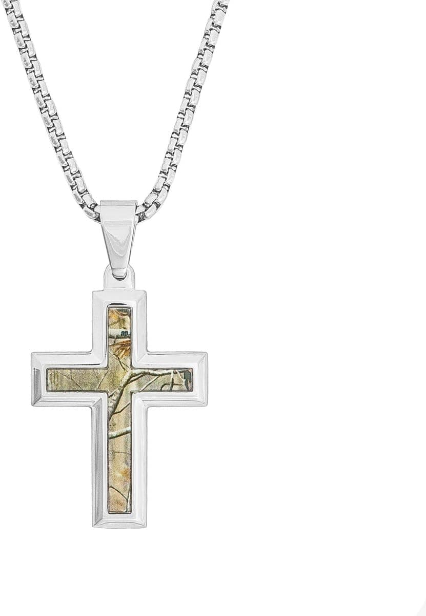 Realtree AP Cross Camo Necklace 24in Stainless Steel