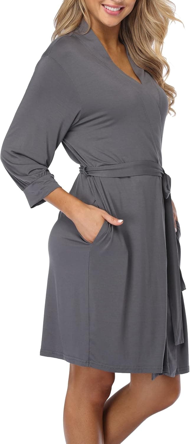 Ferrendo Women's Kimono Robes Short Knit Bathrobes Lightweight Soft Cotton Loungewear Ladies Sleepwear S-XXL