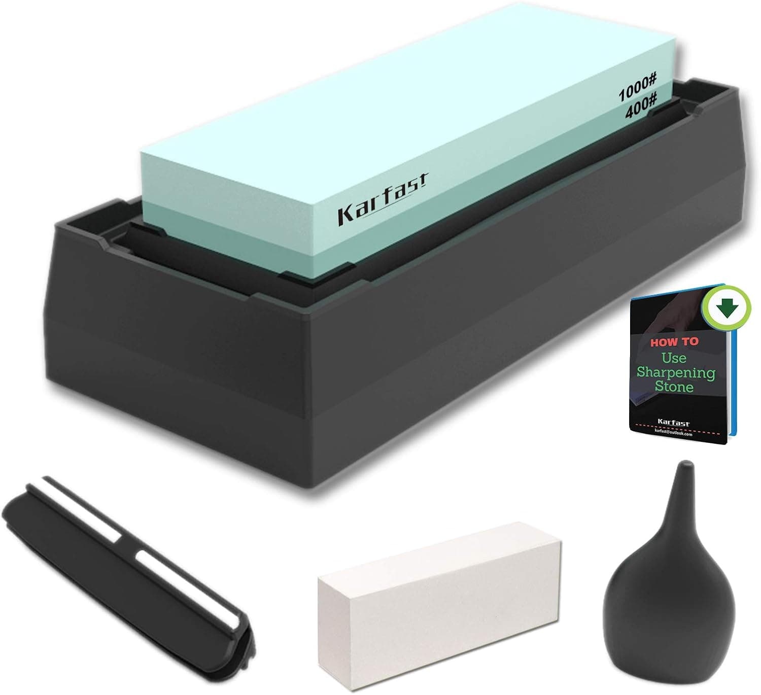 Whetstone Sharpening Kit - 400/1000 Grit sharpening stone set - Double Side Water Stones and Polishing Tool for Chisels,Razor, Kitchen Knives or Clipper Blades