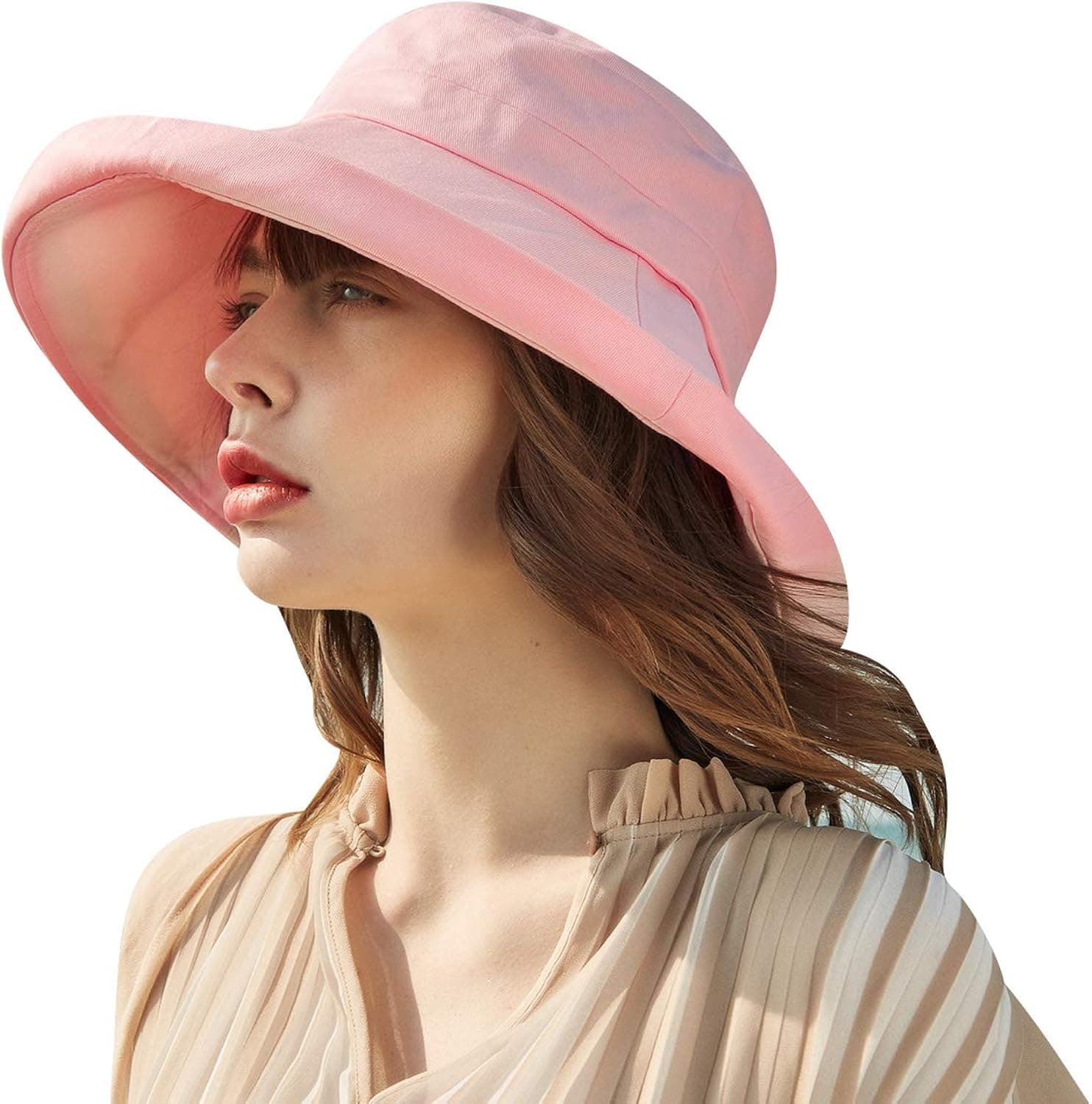 Women Packable Reversible Bucket Hat UV Sun Protection Wide Brim Beach Cap Outdoor Sun Hat UPF50+