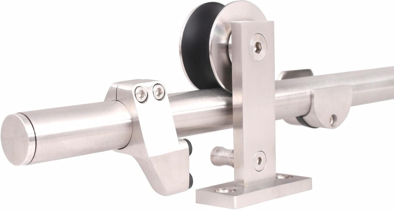 TMS WoodenSlidingDoor-Hardware Modern Interior Sliding Barn Wooden Door Hardware Track Set, Stainless Steel
