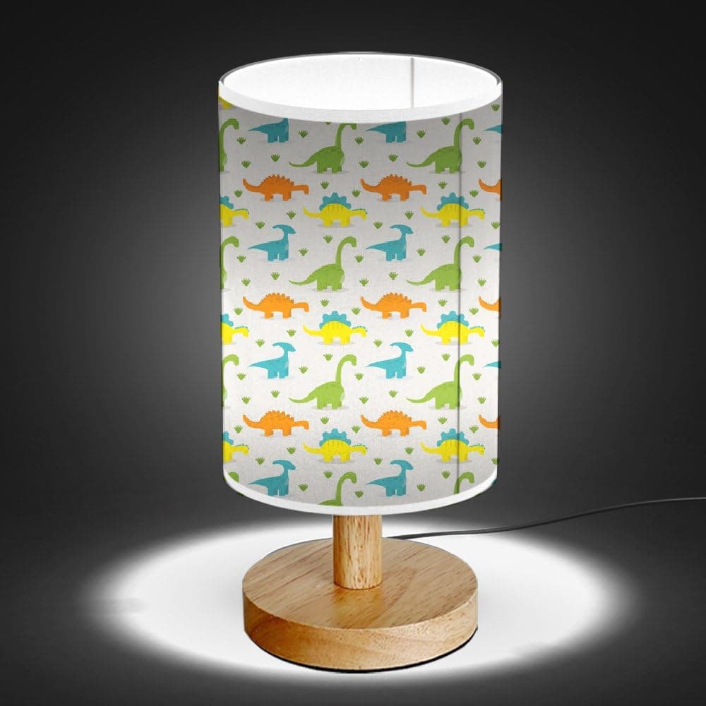 ArtLights - Wood Base Decoration Desk/Table/Bedside Lamp [ Colored Dinosaurs ]