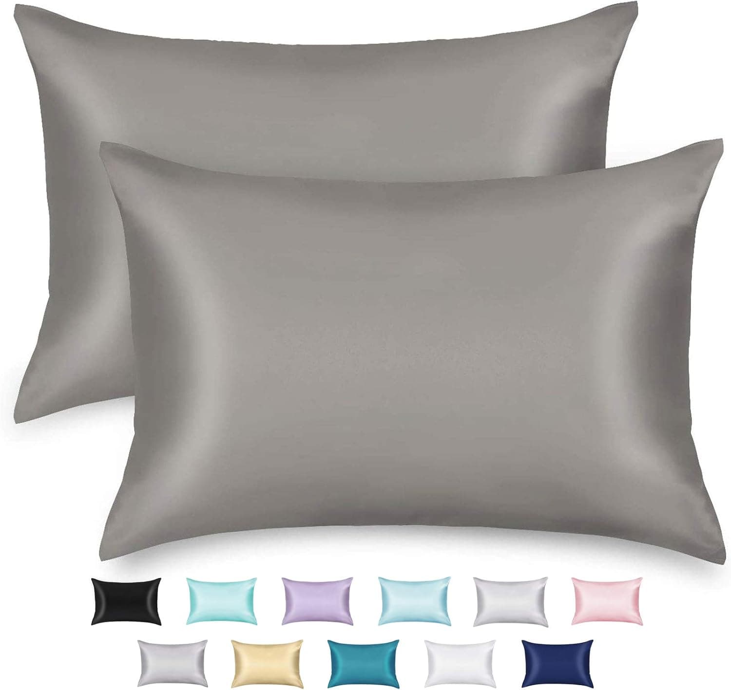 ZAMAT Silky Satin Pillowcases Set of 2, Luxury Soft Pillow Case for Hair and Skin, Wrinkle, Fade Resistant, Pillow Cover with Envelope Closure