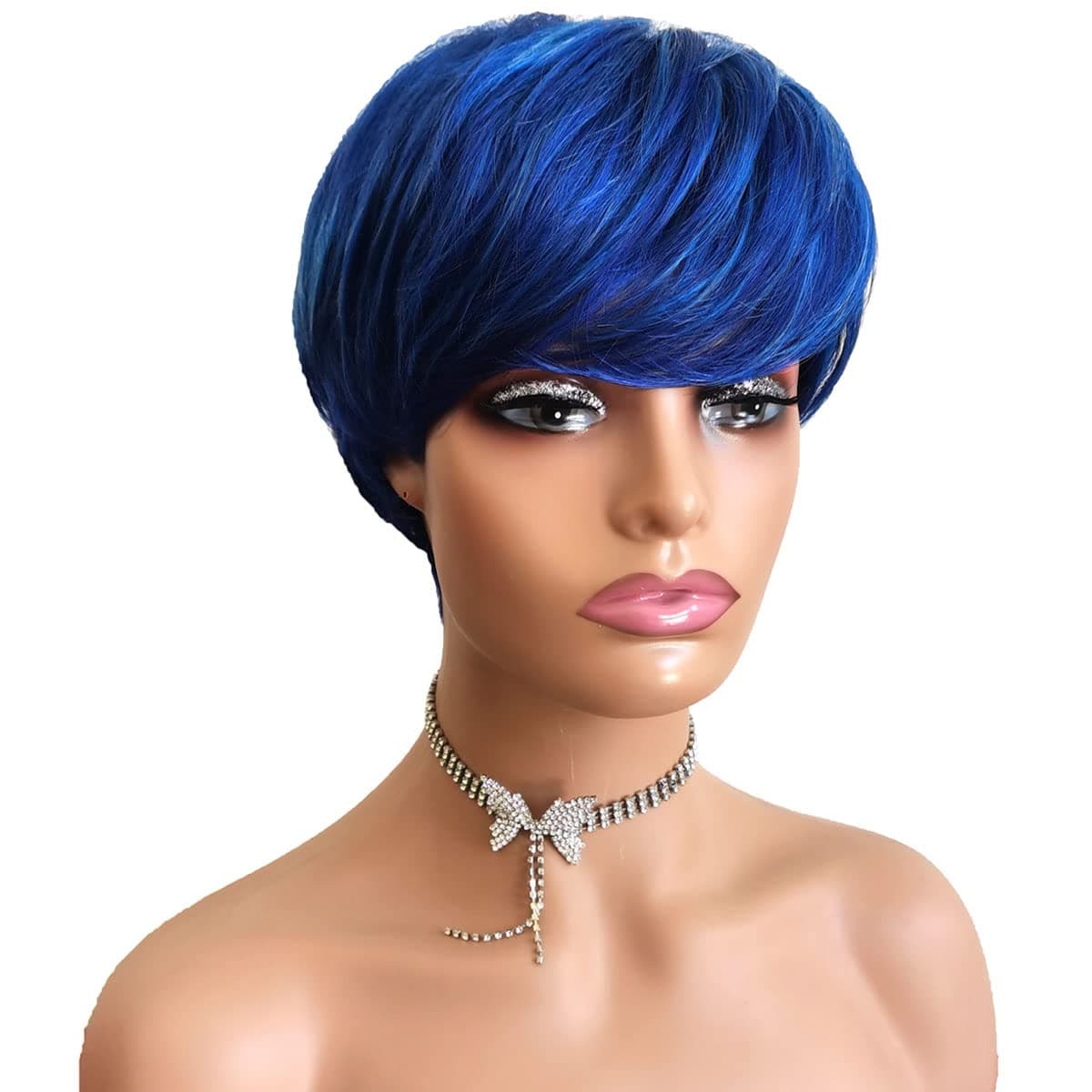 BeiSD Short Blue Hair Wig Natural Short Synthetic Wigs for Black White Women Colored Short Hairstyles for Women
