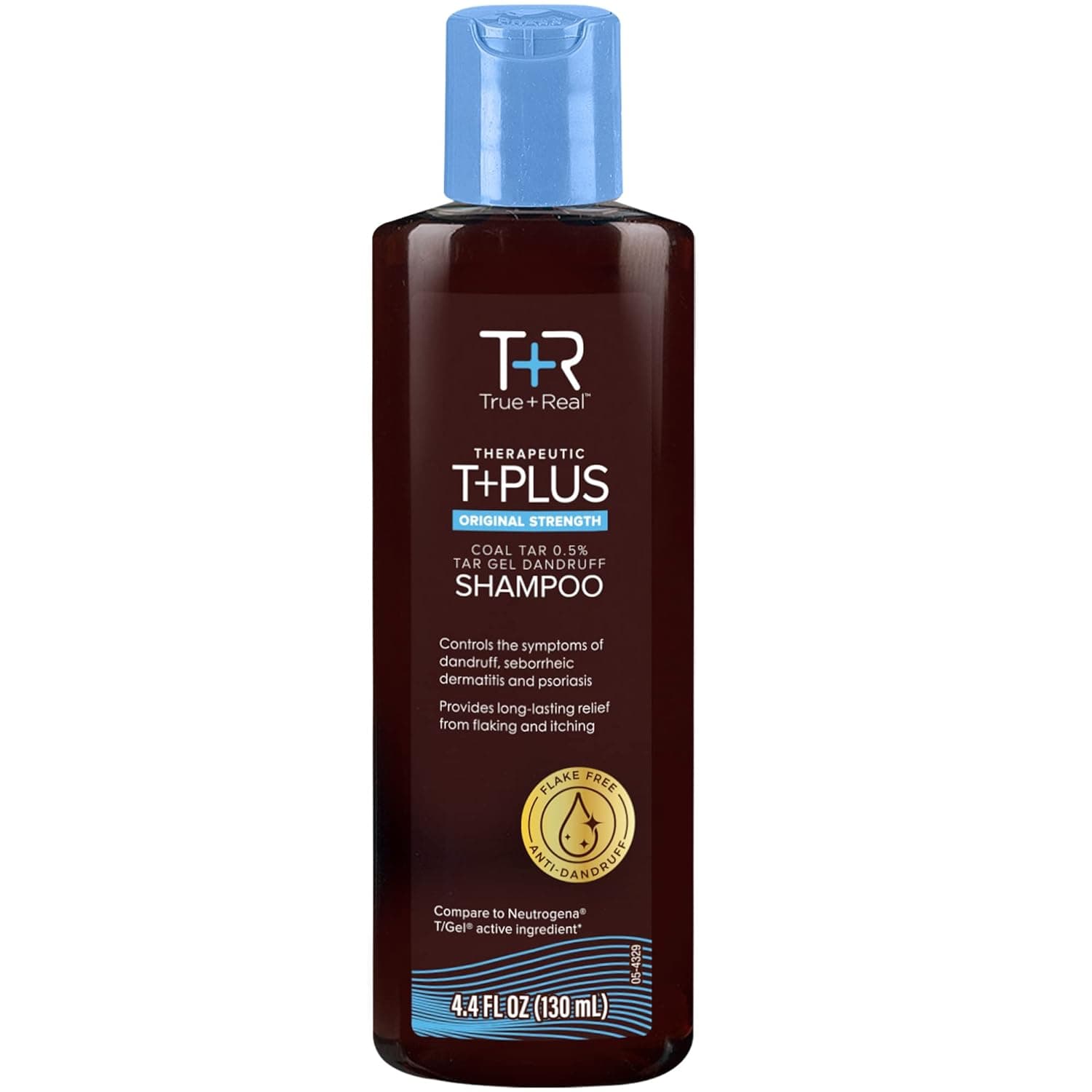 True+Real Therapeutic Plus Tar Gel Anti-Dandruff Shampoo Original Strength 0.5% Coal Tar, 4.4 Fl Oz