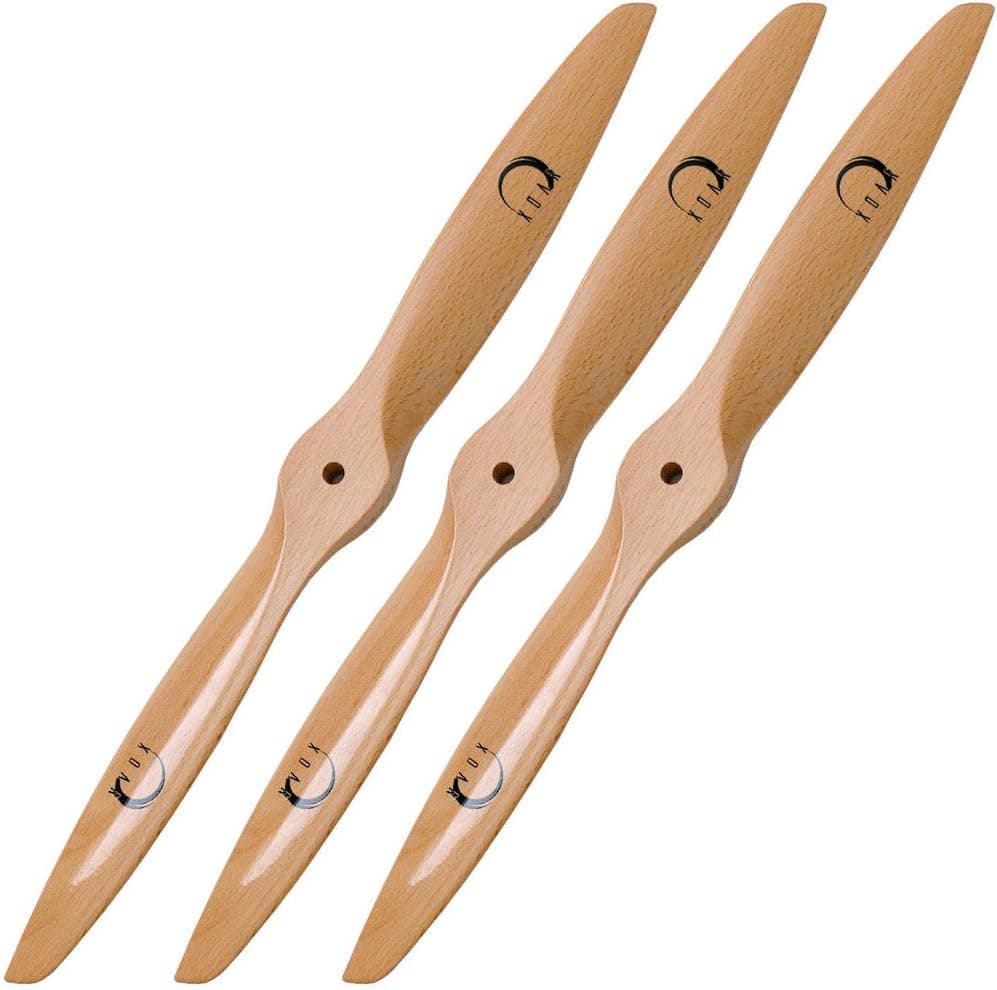 XOAR PJA 13x5 (3 pcs) RC Airplane Propeller. 3-Pack 13 Inch 2 Blade Wood Prop for Gas Engines