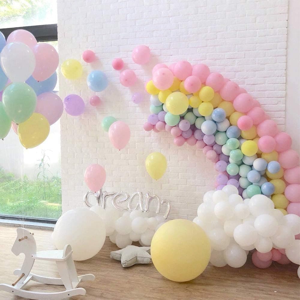 Pastel Balloons 100 Pcs 10" Macaron Party Balloons Assorted Rainbow Colorful Latex Balloons for Birthday Wedding Engagement Anniversary Christmas Baby Shower Graduation Party Decoration