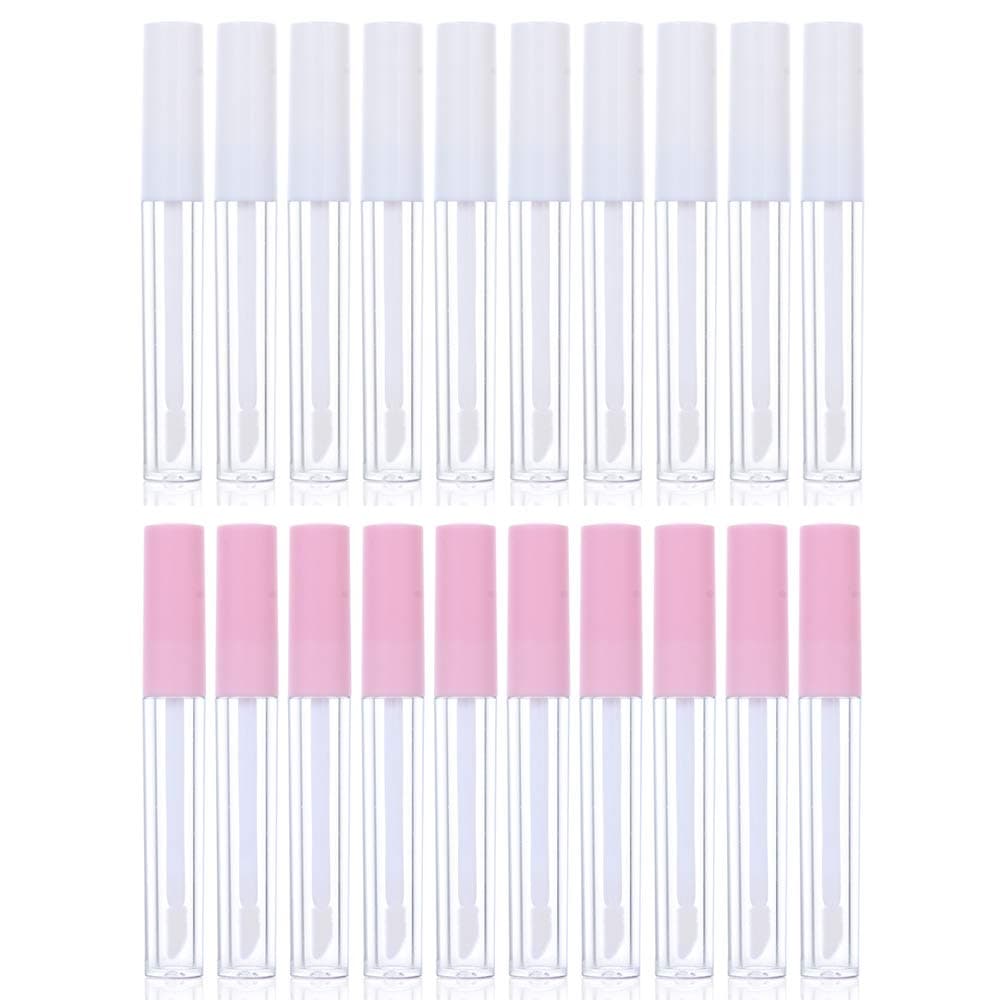 20Pcs 3ml Empty Clear Lip Gloss Tube Bottle Liquid Lipstick Vial with Brush Refillable Makeup Container