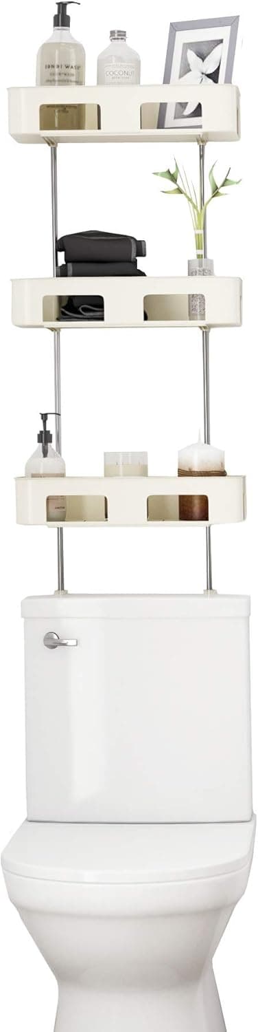 Nenra Adhesive 3 - Shelf Bathroom Accessories Organizer, Over The Toilet Storage Shelf, Bathroom Cabinet Towel and Toilet Paper Holder