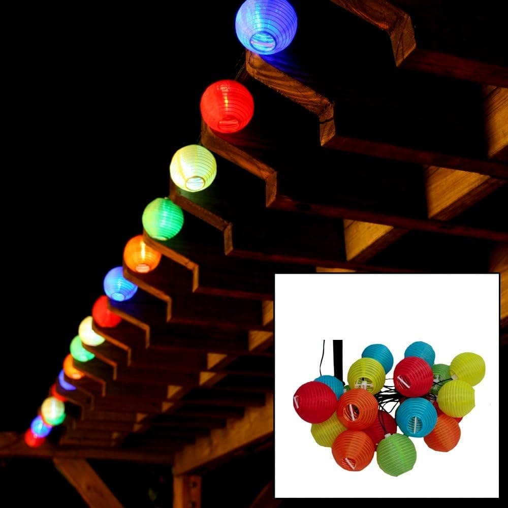 LiteXim Led String Light Waterproof Solar Christmas Lights 19.68ft 6m 30 LED 2 Modes Chinese Lantern Solar String Lights for Outdoor, Gardens, Homes, Wedding, Christmas Party(RGB)