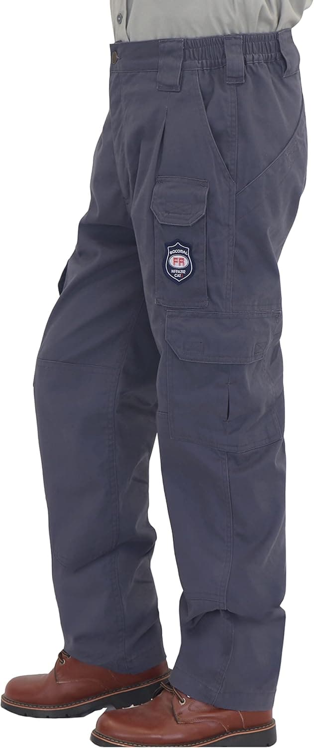BOCOMAL Men's FR Cargo Pants Flame Resistant Pants Midweight 7.5oz (7 Pockets) Multi-Pockets FR Pants