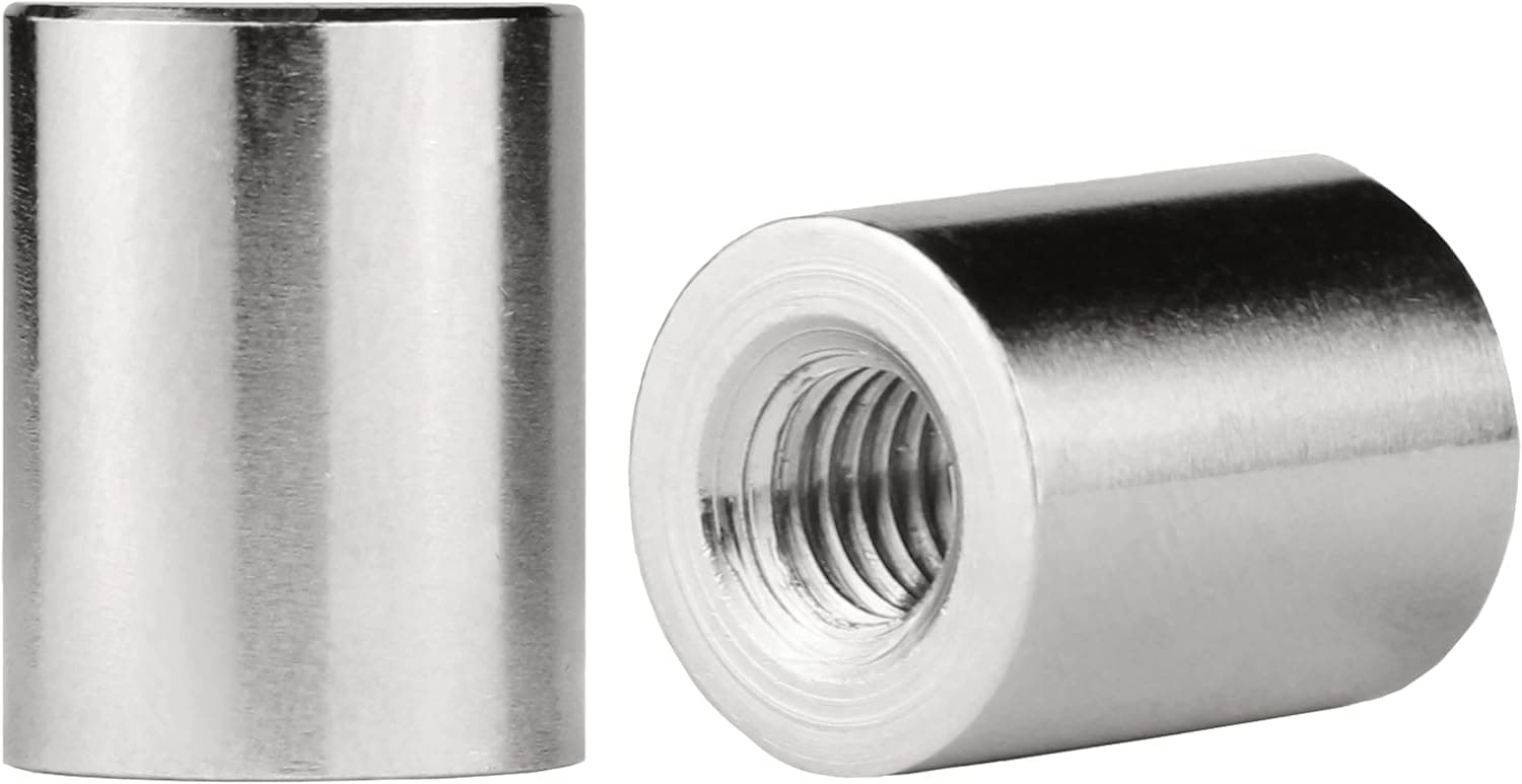 Lamp Finials 2-Pack (Silver Cylinder, 5/8" Tall), Secure Lampshade to Table/Floor Lamps, Decorative Matching Solid Metal Replacement Finial Set, 1/4-27 IPS Pipe Compatible, American Small Business