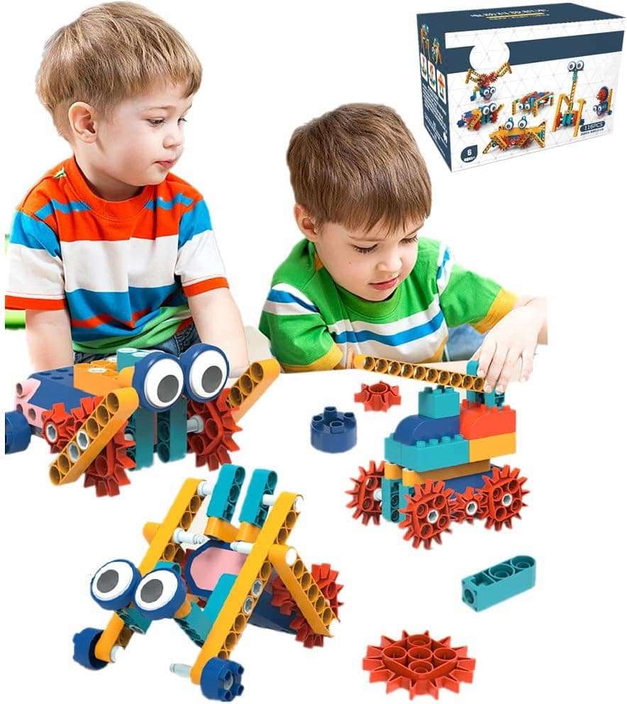 YNTEZHYA 116 pcs DIY Educational Toys for Kids, Interlocking Mechanical Gear Block Toys,Build excavators、 Horses and Wagons and More Science Education Kit Birthday Gifts, Toys for Boys and Girls 6+