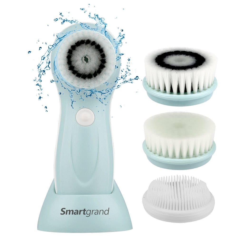 Facial Cleansing Brush,Smartgrand Skin Cleansing Brush Rechargeable Waterproof Electric Spin Cleansing System and Gentle Exfoliating for All Skin Types with 3 Skin Face Brush Heads