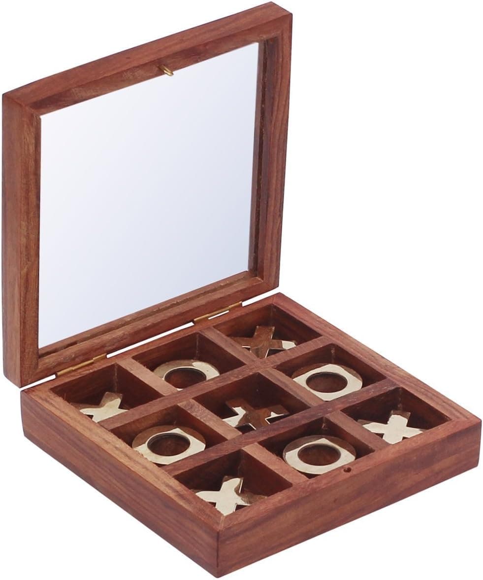 Hind Handicrafts Handmade Vintage Wooden Tic Tac Toe Game Set/Birthday Gift/Antiques Collectibles/Travel Game