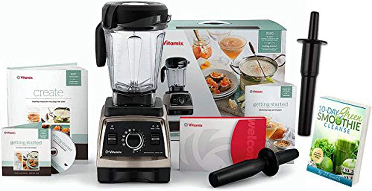 Vitamix Professional Series 750 Blender (1944) Bundle Includes: 10-Day Green Smoothie Cleanse: Lose Up to 15 Pounds in 10 Days! Paperback Book and Two Accelerator/Tamper Tools (Brushed Stainless Finish)