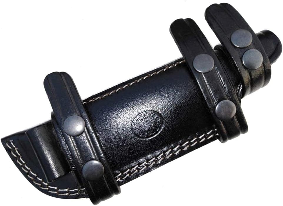 Ottoza Handmade Leather Knife Sheath RIGHT HAND Bushcraft Knife Sheath - Hunting Knife Sheath - Survival Knife Sheath - Fixed Blade Knife Sheath Horizontal Carry Black TOP GRAIN LEATHER No:158