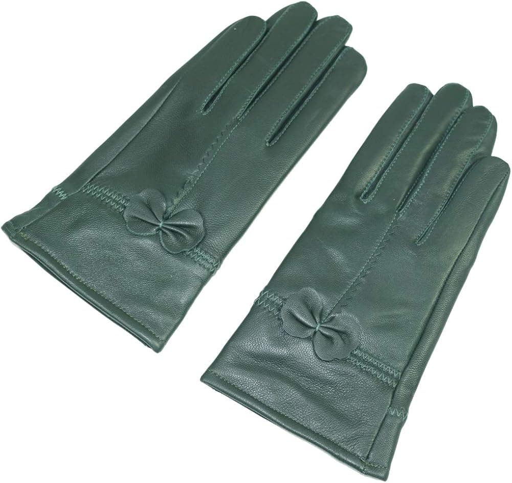 Sandy Ting Simple Sytle Women Winter Warm Lambskin Driving Leather Gloves