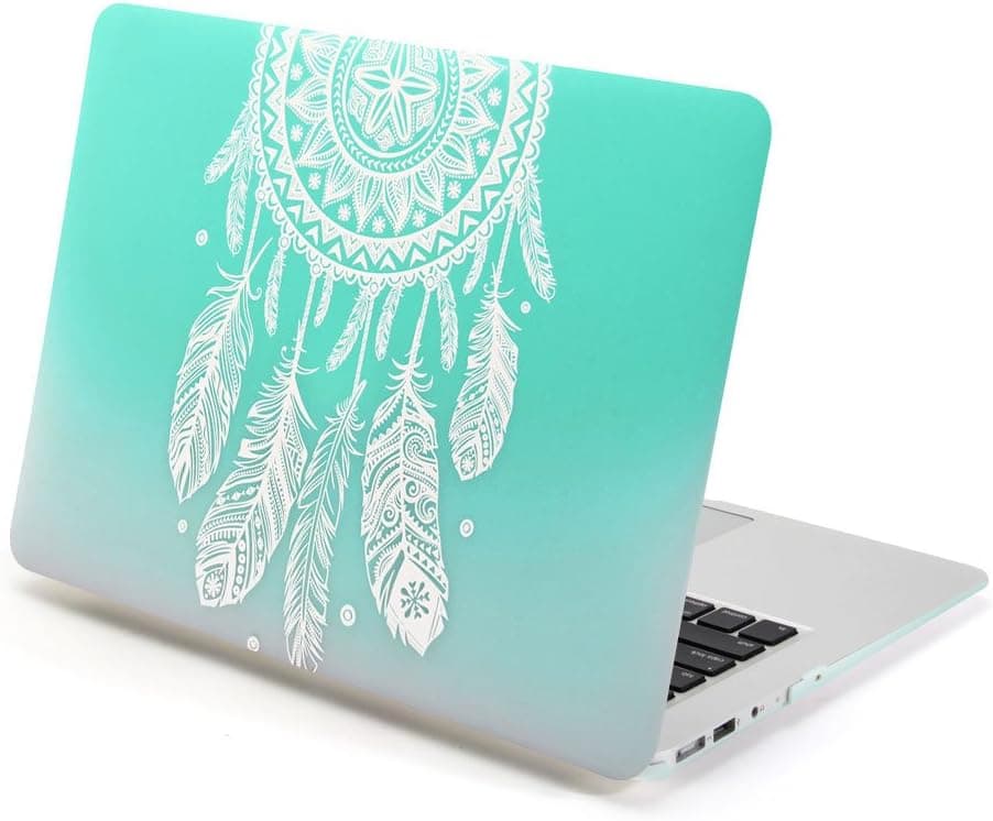 MacBook Air 13 Case, GMYLE Hard Case Print Frosted for MacBook Air 13 inch - Gradient Turquoise Dream Catcher Pattern Rubber Coated Hard Shell Case Cover