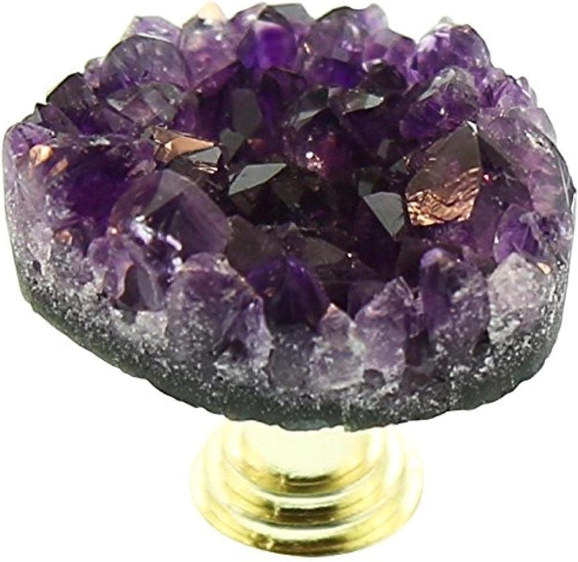 Stephen D. Evans K-G-Dame-SN Dark Amethyst Stone Knob, Satin Nickel