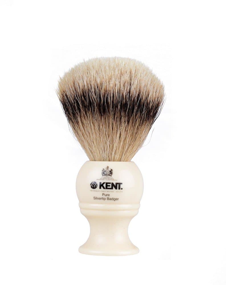 KENT BK4 Shaving Brush, Handcrafted Silver Tip Badger Bristle and Mock Ivory Base Shave Brush, for Shave Cream and Shaving Soap for a Perfect Lather, Kent Luxury Shaving Since 1777 Made in England