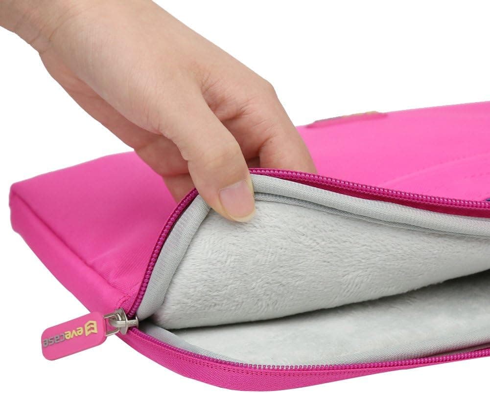 Evecase 11-11.6 Inch Waterproof Dual Layer Padded Tablet/Laptop Universal Sleeve Bag Carrying Case Briefcase with Handle + Pouch Case + Mouse Pad - Hot Pink
