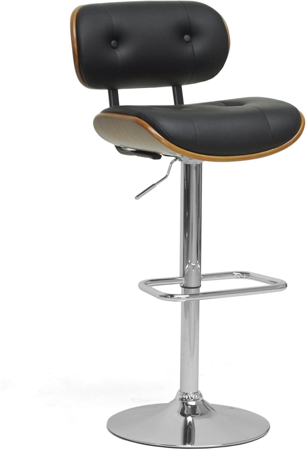 Baxton Studio Leona Modern Bar Stool, Walnut/Black
