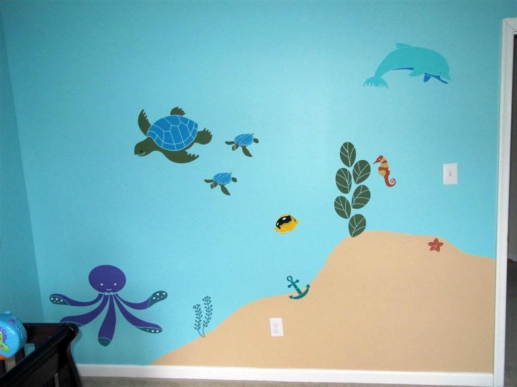 Dolphin Stencil for Painting Dolphins on The Walls in a Girls Under The Sea Room