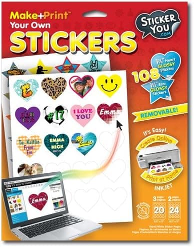StickerYou Heart and Star Glossy Stickers Set of 108