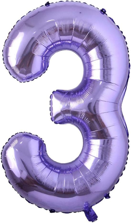 40inch Purple Helium Foil Number Balloons Large Figures Inflatable Balls Baby Shower Birthday Wedding Decoration Party Supplies (40 Inch Purple 3)