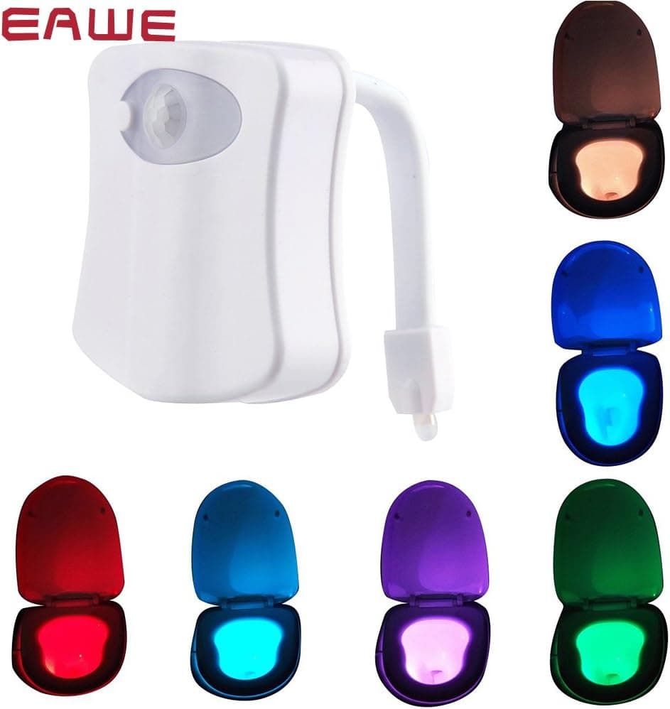 EAWE Colorful Motion Sensor Toilet Nightlight Home Toilet Bathroom Human Body Auto Motion Activated Sensor Seat Light Night Lamp Light Sensitive