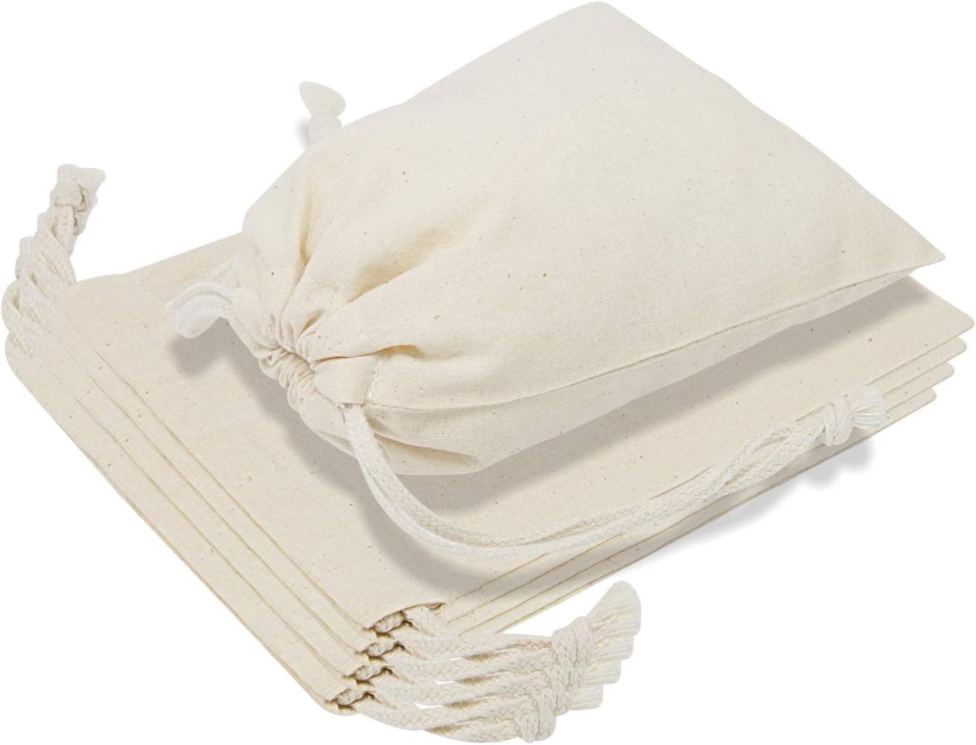 TOPDesign 8-Pack 12” x 14” Reusable Produce Bags, Muslin Bags with Drawstrings for Shopping & Storage, 100% Natural Cotton Bags, Washable, Biodegradable, Food Safe