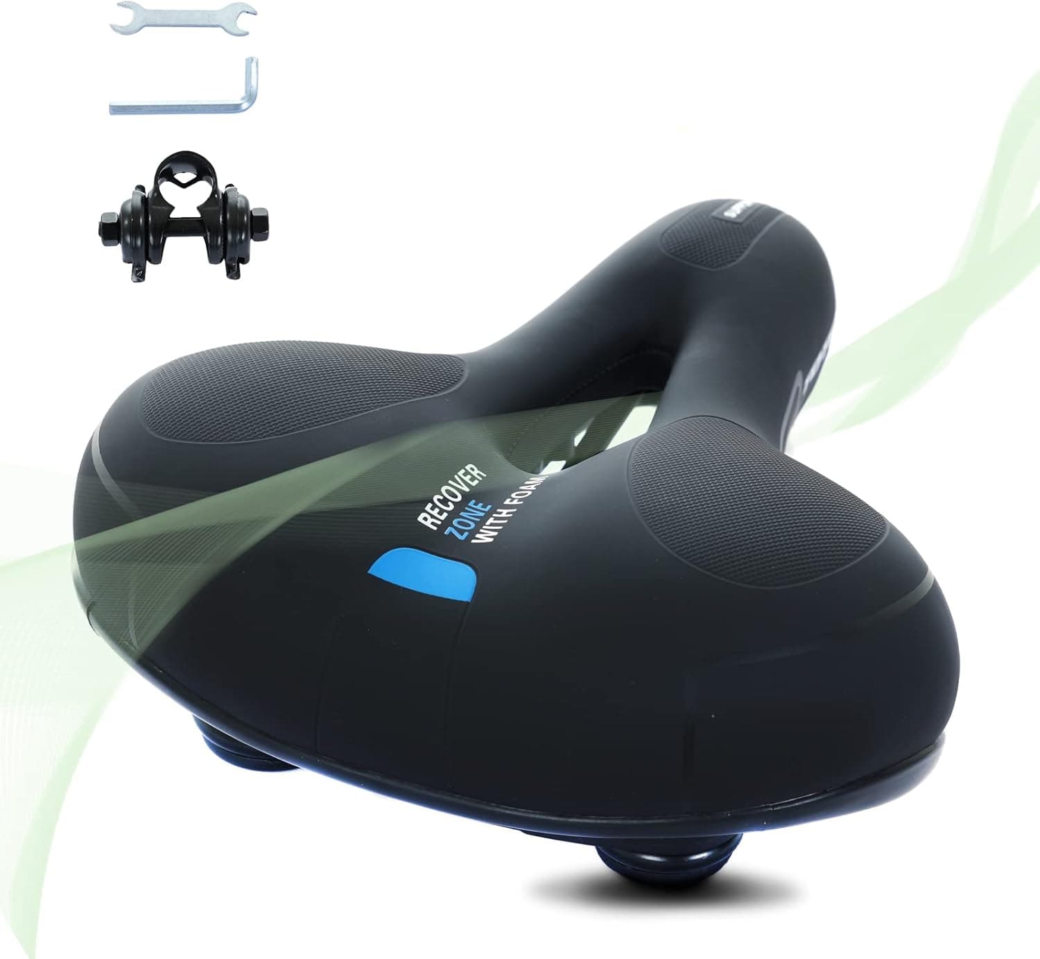 Bictmitc Comfortable Bike Seat for Men Women - Wide Bike Saddle with Dual Shock-Absorbing Balls, Waterproof and Anti-Slip Hollow Foam Bicycle Seat Universal Fit for Indoor/Outdoor Bikes