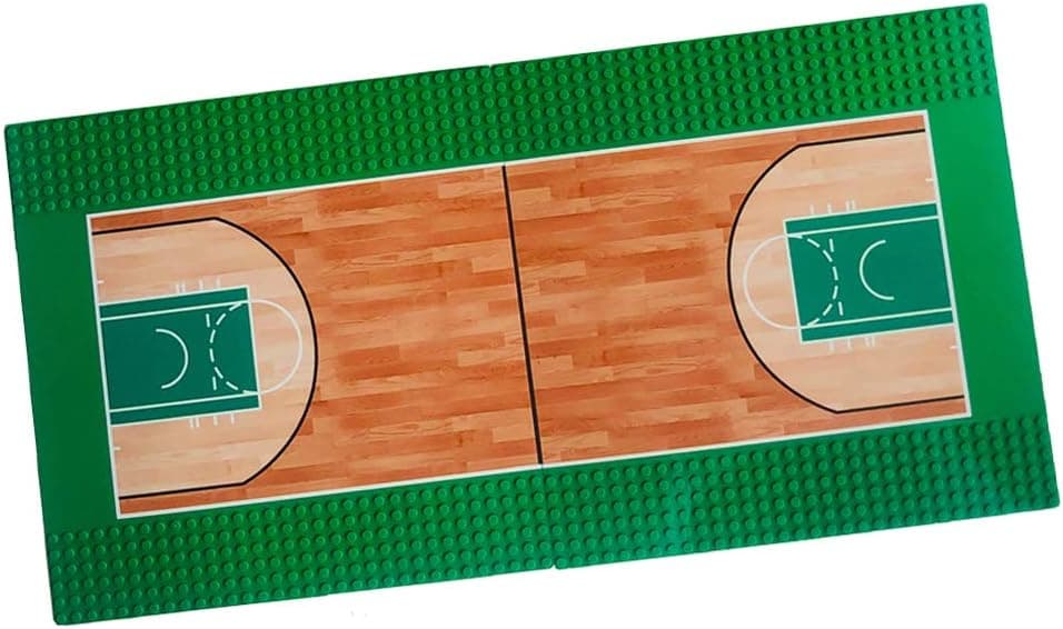 Brick Building Base Plate with Basketball Court - Large 10"x10" Basketball Court Baseplates (2 Pack)
