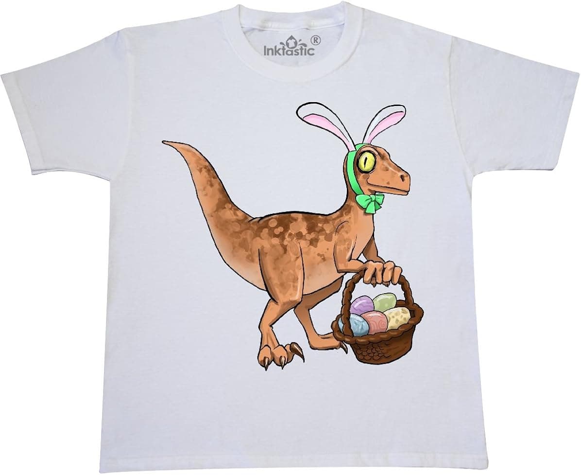 inktastic Easter Velociraptor with Bunny Ears Youth T-Shirt